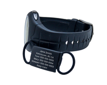 Load image into Gallery viewer, Medical alert for fitbit, medical alert for Garmin, Polar. Engraved stainless steel identity tag, medical alert tag.