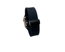 Load image into Gallery viewer, Apple Watch Black Band Personalized 38mm 40mm 41mm 42mm 44mm 45mm 49mm, Band iWatch Series 9 8 7-1, Silicone Apple Band