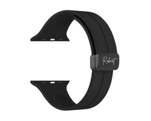 Load image into Gallery viewer, Apple Watch Black Band Personalized 38mm 40mm 41mm 42mm 44mm 45mm 49mm, Band iWatch Series 9 8 7-1, Silicone Apple Band