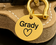 Load image into Gallery viewer, Personalized Solid Brass Dog Tag – Unique Irregular Shape with Laser Engraving