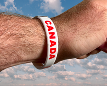 Load image into Gallery viewer, Personalized Canadian Silicone Wristband ID – Custom Stainless Steel Tag for Medical, Travel, Dementia, Kids ID or Inspirational Quote