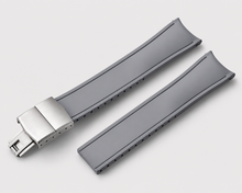 Charger l'image dans la galerie, Curved FKM Rubber Watch Strap, Cut-to-size, Deployment Clasp, Waterproof, (20mm,22mm)