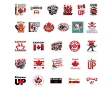 Load image into Gallery viewer, Elbows Up Canada Stickers – 54pcs Waterproof Cartoon Graffiti Sticker Pack (4–8cm)
