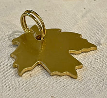 Charger l'image dans la galerie, Brass Maple Leaf Dog Tag – Personalized Pet ID Tag with Solid Brass Hardware