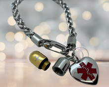 Load image into Gallery viewer, Medical ID Alert Bracelet | Pill Cylinder Holder |  Men Stainless Steel ID Tags | Personalized Bracelet with Pill Holder | Engraved Bracelet