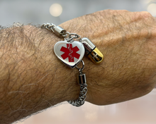 Load image into Gallery viewer, Medical ID Alert Bracelet | Pill Cylinder Holder |  Men Stainless Steel ID Tags | Personalized Bracelet with Pill Holder | Engraved Bracelet