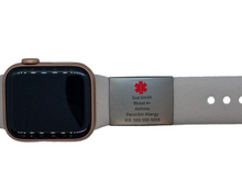 Load image into Gallery viewer, Smart Watch ID Tag | Engraved Silver stainless Steel | My Custom ID™