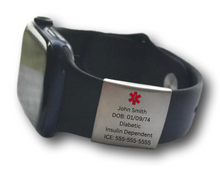 Load image into Gallery viewer, Smart Watch ID Tag | Engraved Silver stainless Steel | My Custom ID™