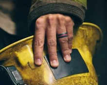 Load image into Gallery viewer, Apple Watch Band and Ring Set - Matching Men's Black and Red Silicone Set | Personalized Gift For Firefighter | Silicone Wedding Ring Man