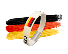 Load image into Gallery viewer, Personalized Germany Silicone Wristband ID – Custom Stainless Steel Tag for Medical, Dementia, Kids ID or Inspirational Quote