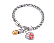 Load image into Gallery viewer, Medical ID Alert Bracelet | Pill Cylinder Holder |  Men Stainless Steel ID Tags | Personalized Bracelet with Pill Holder | Engraved Bracelet