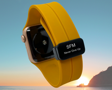 Charger l'image dans la galerie, Apple Watch Yellow Band Personalized 38mm, 40mm 41mm 42mm, 44mm, 45,, 49mm, Band iWatch Series 9 8 7-1, Silicone Apple Band, Personalized Gift
