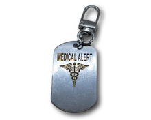 Load image into Gallery viewer, Emergency Medical Alert Customizable Engraved Keychain - Engraved Aluminum Keychain - Diabetes - Allergy - Medical Id Tag.