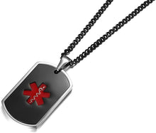 Load image into Gallery viewer, Medical Alert Dog Tag Necklace For Men, Medical Alert Dog Tag Necklace For Women, Dog Tag Necklace Personalized.
