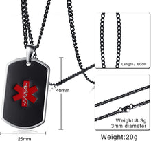 Charger l'image dans la galerie, Medical Alert Dog Tag Necklace For Men, Medical Alert Dog Tag Necklace For Women, Dog Tag Necklace Personalized.