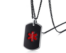 Load image into Gallery viewer, Medical Alert Dog Tag Necklace For Men, Medical Alert Dog Tag Necklace For Women, Dog Tag Necklace Personalized.
