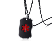 Charger l'image dans la galerie, Medical Alert Dog Tag Necklace For Men, Medical Alert Dog Tag Necklace For Women, Dog Tag Necklace Personalized.