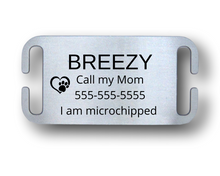 Load image into Gallery viewer, Slide on dog tag, custom personalized with laser engraved name for dog collars.
