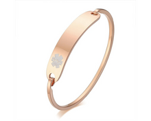 Load image into Gallery viewer, Medical Alert Bracelet For Women And Men. Engraved Rose Gold Stainless Steel Medical Alert Bracelet For Women and Men.