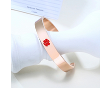 Charger l'image dans la galerie, Rose gold stainless steel medical alert bangle bracelet.