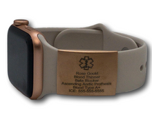 Load image into Gallery viewer, Apple Watch ID Tag | Rose Gold Color Stainless Steel | My Custom ID™
