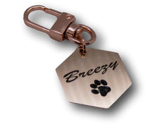 Load image into Gallery viewer, custom hexagon dog tag rose gold engraved