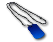 Load image into Gallery viewer, Military Dog Tag Medical Alert Necklace - Blue Aluminum Engraved