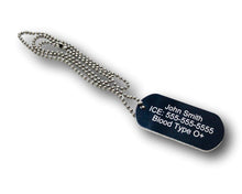 Load image into Gallery viewer, Military Dog Tag Necklace - Black Aluminum Engraved