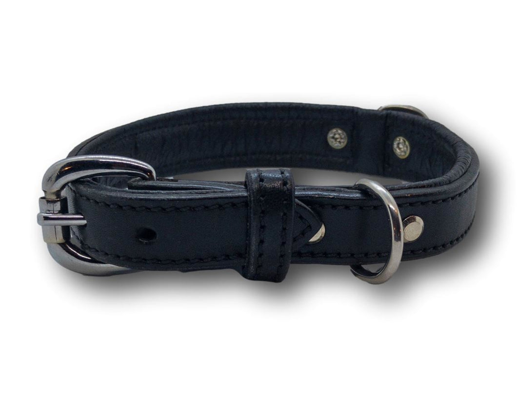 Personalized Dog collar | Black leather dog collar | My Custom ID™