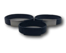 Load image into Gallery viewer, Wrist ID Stretch Black Silicone Bracelet in kid and adult sizes.