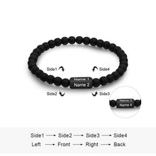 Load image into Gallery viewer, Men Bracelet - Black Bead Bracelet for Guys - Personalized gift for Dad, Husband - Engraved Name Bracelet for Him

