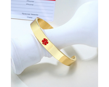 Load image into Gallery viewer, Gold medical alert bracelet.
