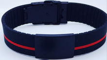 Load image into Gallery viewer, Id Bracelet, 20mm Red line band. Silver, Black, rose gold Faceplate. freeshipping - My Custom ID
