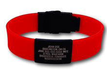 Charger l'image dans la galerie, Id Bracelet, Personalized Bracelet, 20mm Red Band. Silver, Black, Rose Gold faceplate. freeshipping - My Custom ID