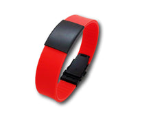 Charger l'image dans la galerie, Id Bracelet, Personalized Bracelet, 20mm Red Band. Silver, Black, Rose Gold faceplate. freeshipping - My Custom ID