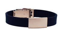 Load image into Gallery viewer, Id Bracelet, Personalized Bracelet, 15mm Black band. Silver, Black, Rose Gold Faceplate. freeshipping - My Custom ID