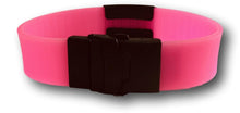 Load image into Gallery viewer, Id Bracelet, Personalized Bracelet, 20mm Pink Band. Silver, Black, Rose Gold Faceplate, Medical Alert Bracelet. freeshipping - My Custom ID