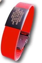 Charger l'image dans la galerie, Id Bracelet, Personalized Bracelet, 20mm Red Band. Silver, Black, Rose Gold faceplate. freeshipping - My Custom ID