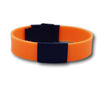 Load image into Gallery viewer, Id Bracelet, Personalized Bracelet, 20mm Orange Band. Silver, Black, Rose Gold Faceplate. freeshipping - My Custom ID