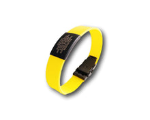 Charger l'image dans la galerie, Id Bracelet, Personalized Bracelet, 20mm Yellow band. Silver, Black, Rose Gold faceplate. freeshipping - My Custom ID