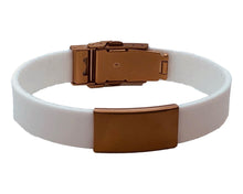 Load image into Gallery viewer, Id Bracelet, Personalized Bracelet, 15mm White Band. Silver, Black, Rose Gold Faceplate. freeshipping - My Custom ID