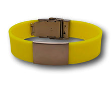 Charger l'image dans la galerie, Id Bracelet, Personalized Bracelet, 20mm Yellow band. Silver, Black, Rose Gold faceplate. freeshipping - My Custom ID