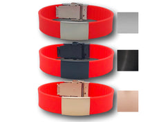 Charger l'image dans la galerie, Id Bracelet, Personalized Bracelet, 20mm Red Band. Silver, Black, Rose Gold faceplate. freeshipping - My Custom ID