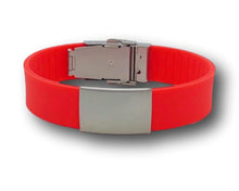 Charger l'image dans la galerie, Id Bracelet, Personalized Bracelet, 20mm Red Band. Silver, Black, Rose Gold faceplate. freeshipping - My Custom ID