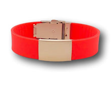 Charger l'image dans la galerie, Id Bracelet, Personalized Bracelet, 20mm Red Band. Silver, Black, Rose Gold faceplate. freeshipping - My Custom ID