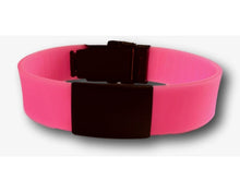 Load image into Gallery viewer, Id Bracelet, Personalized Bracelet, 20mm Pink Band. Silver, Black, Rose Gold Faceplate, Medical Alert Bracelet. freeshipping - My Custom ID