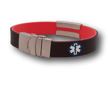 Load image into Gallery viewer, Id Bracelet, Personalized Bracelet, 15mm Reversible band.  Silver, Black, Rose Gold Nameplate. freeshipping - My Custom ID