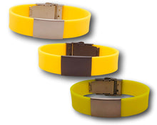 Charger l'image dans la galerie, Id Bracelet, Personalized Bracelet, 20mm Yellow band. Silver, Black, Rose Gold faceplate. freeshipping - My Custom ID