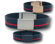 Load image into Gallery viewer, Id Bracelet, 20mm Red line band. Silver, Black, rose gold Faceplate. freeshipping - My Custom ID