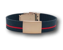 Load image into Gallery viewer, Id Bracelet, 20mm Red line band. Silver, Black, rose gold Faceplate. freeshipping - My Custom ID